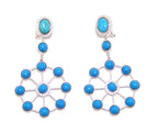 Turquoise Circle Dangle Earrings, 925 Sterling Silver