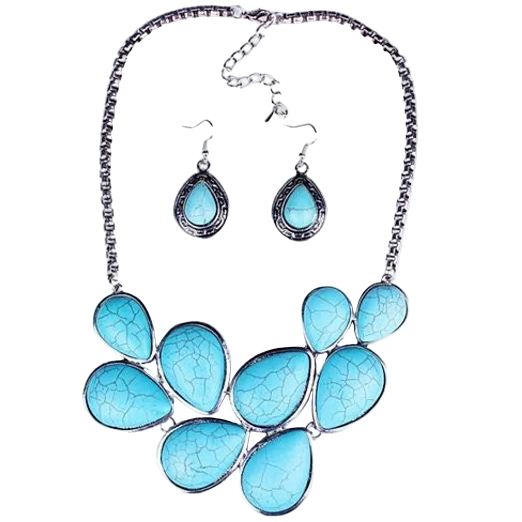 Turquoise Earth Necklace and Earrings Set