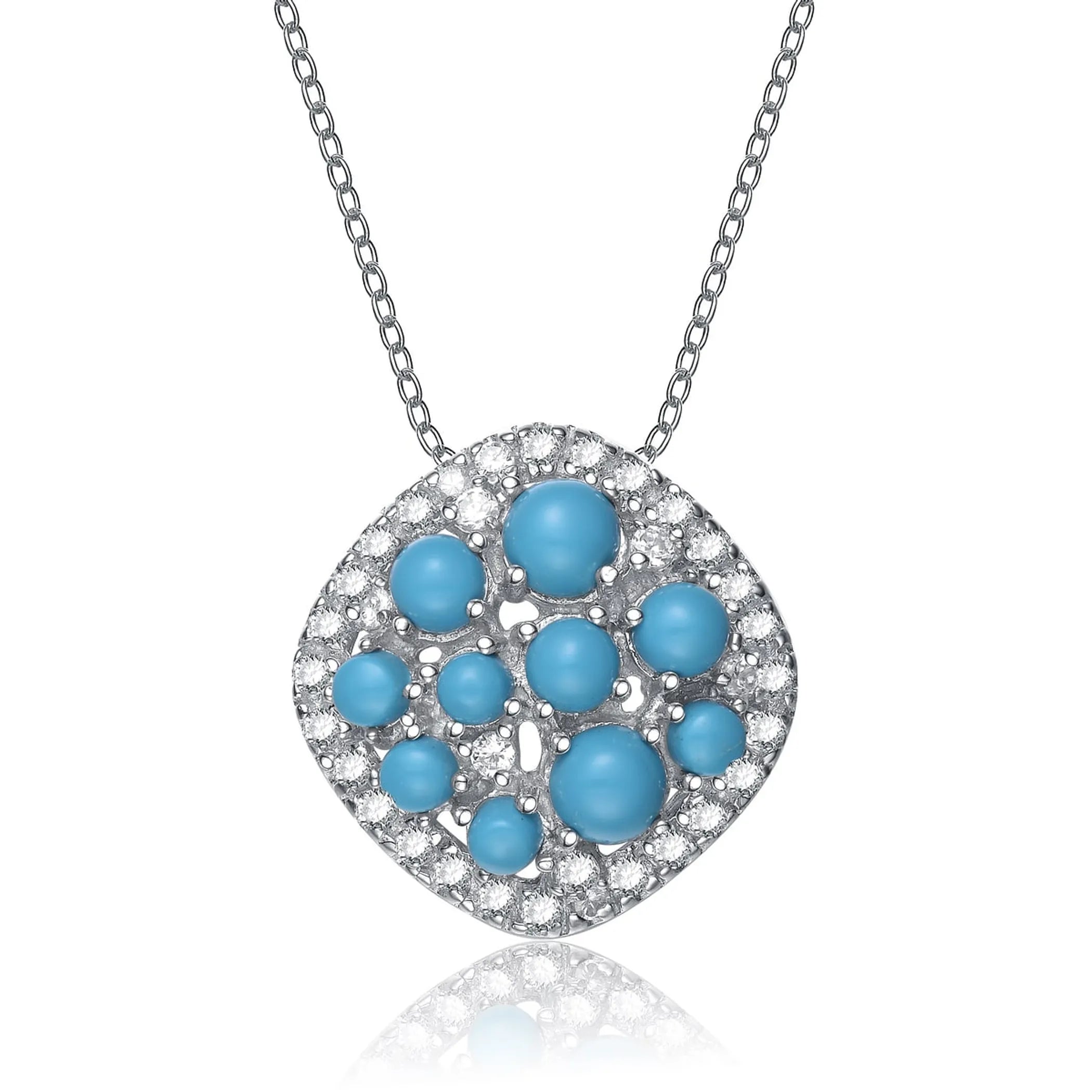 Collette Z Sterling Silver Turquoise Cubic Zirconia Unique Style Pendant