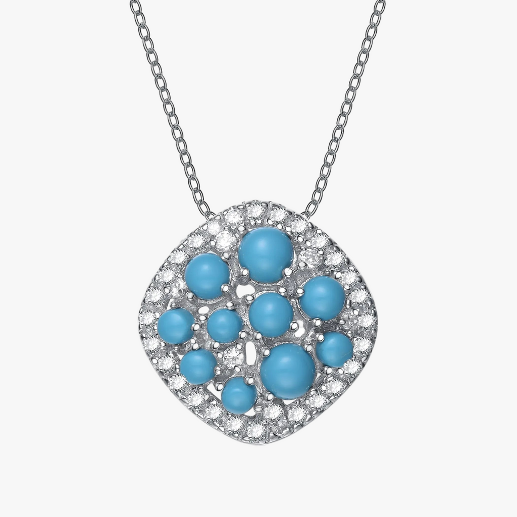 Collette Z Sterling Silver Turquoise Cubic Zirconia Unique Style Pendant