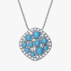 Collette Z Sterling Silver Turquoise Cubic Zirconia Unique Style Pendant