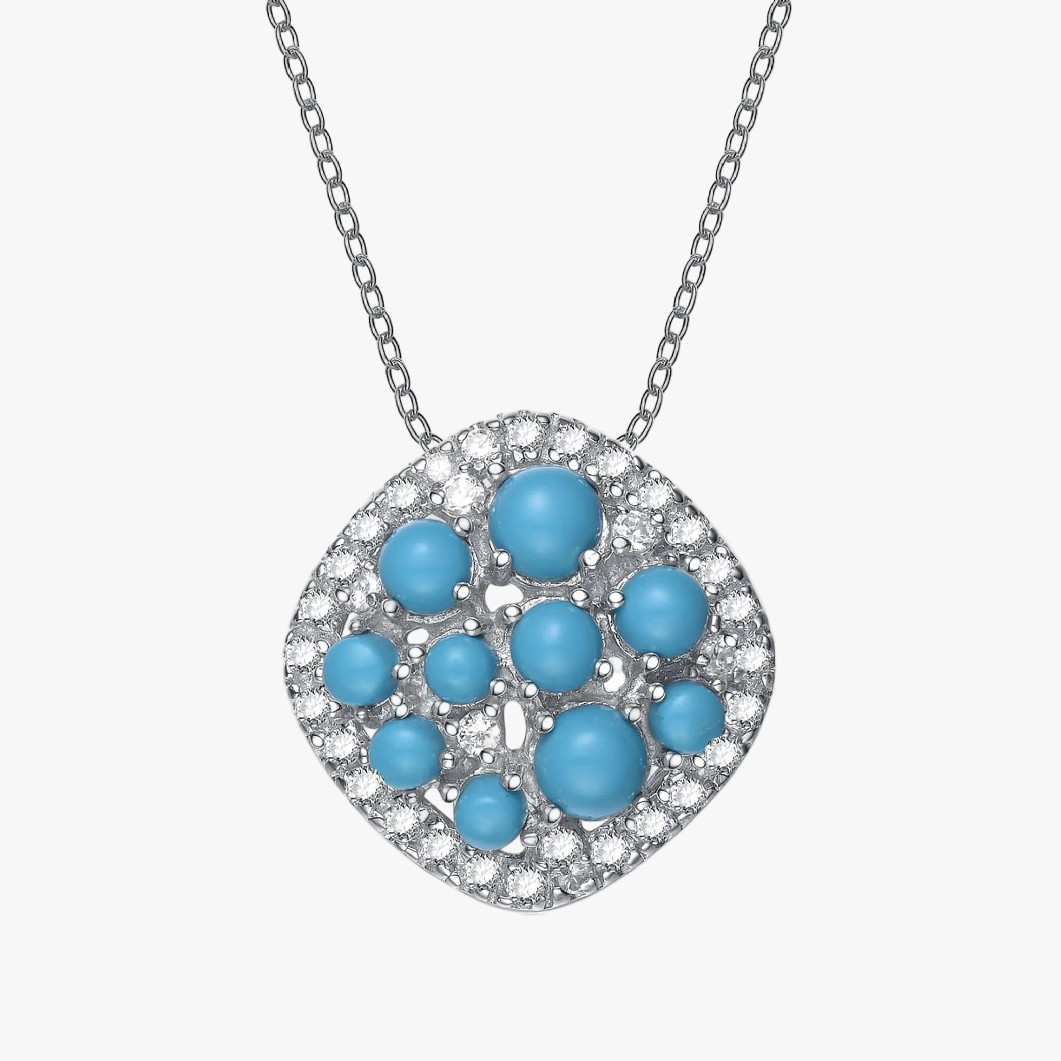 Collette Z Sterling Silver Turquoise Cubic Zirconia Unique Style Pendant