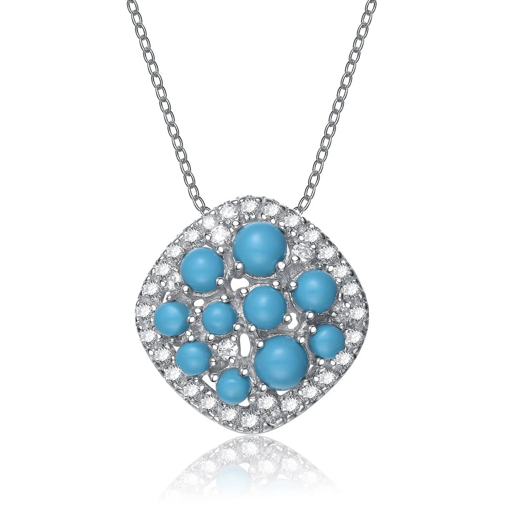 Collette Z Sterling Silver Turquoise Cubic Zirconia Unique Style Pendant