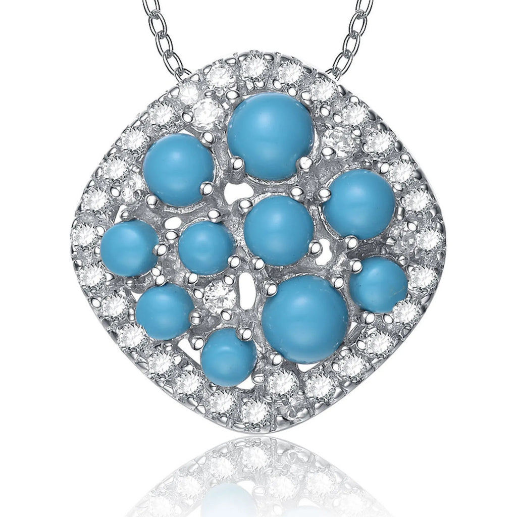 Collette Z Sterling Silver Turquoise Cubic Zirconia Unique Style Pendant