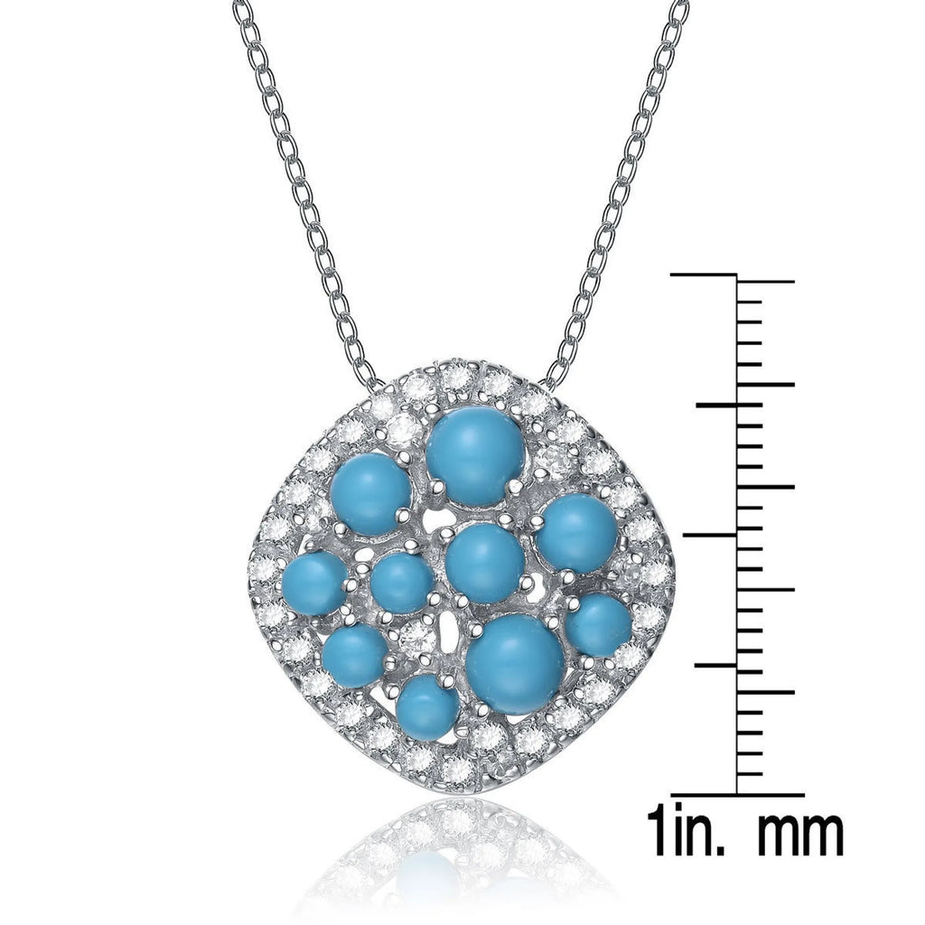 Collette Z Sterling Silver Turquoise Cubic Zirconia Unique Style Pendant