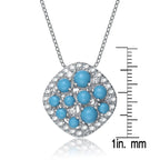 Collette Z Sterling Silver Turquoise Cubic Zirconia Unique Style Pendant