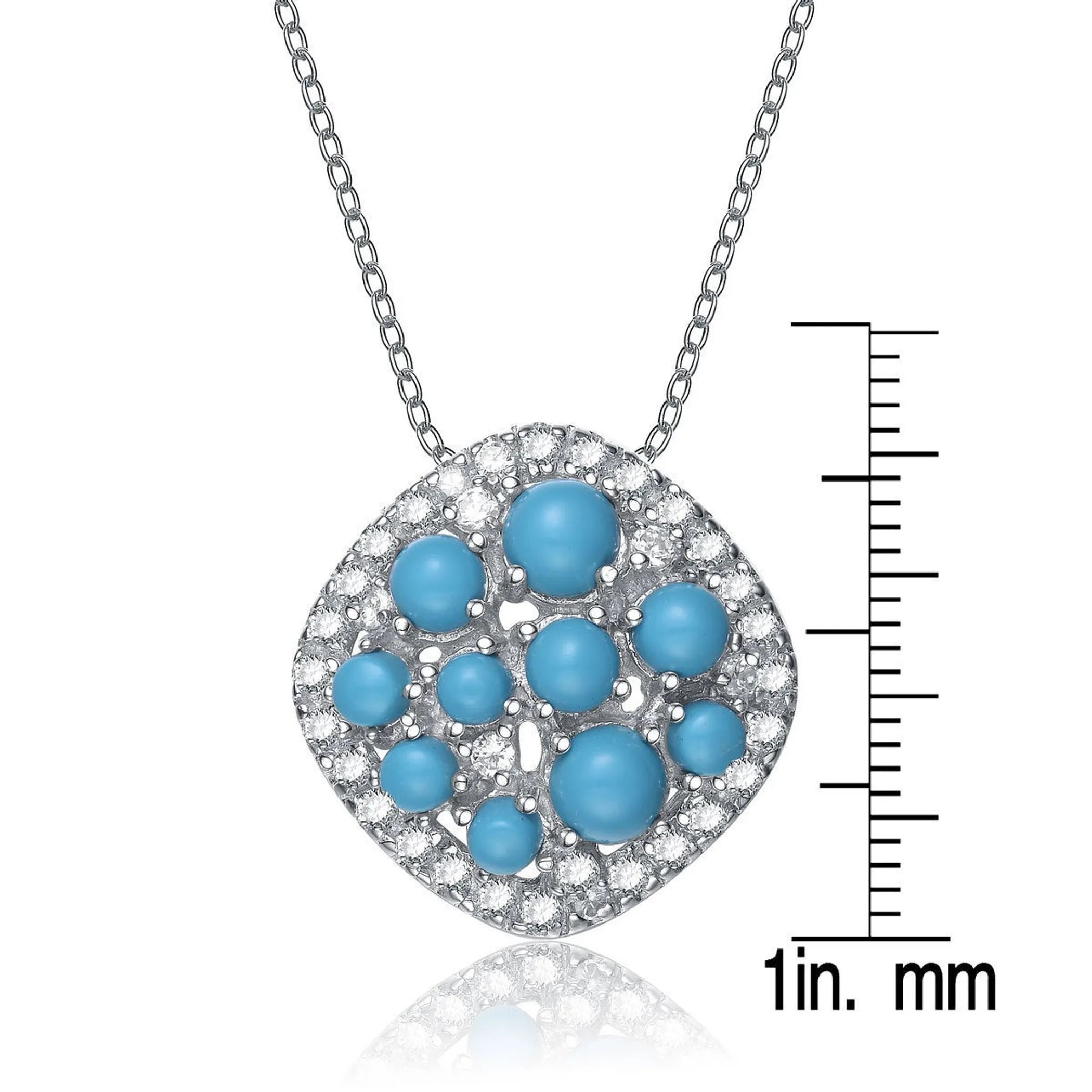 Collette Z Sterling Silver Turquoise Cubic Zirconia Unique Style Pendant
