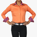 TuffRider Girls ADEY Double Collar Shirt-Plum -L