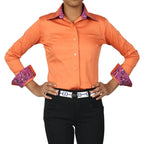 TuffRider Girls ADEY Double Collar Shirt-Plum -L