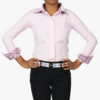 TuffRider Girls ADEY Double Collar Check  Shirt-Pink -L