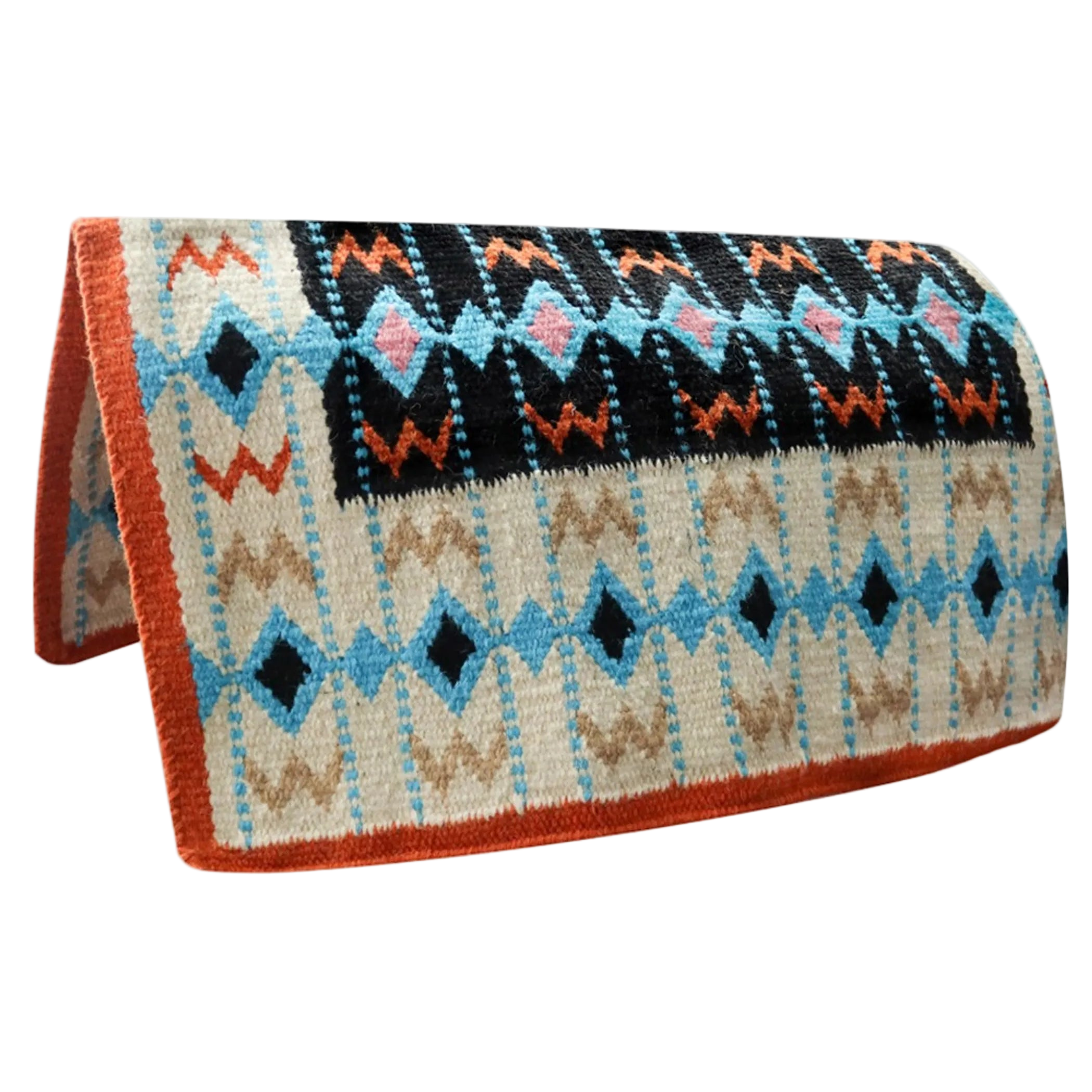 TuffRider Durango Western Woven Saddle Blanket- Light Blue/Tan- 34 x 36