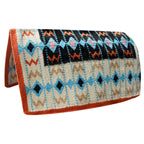TuffRider Durango Western Woven Saddle Blanket- Light Blue/Tan- 34 x 36