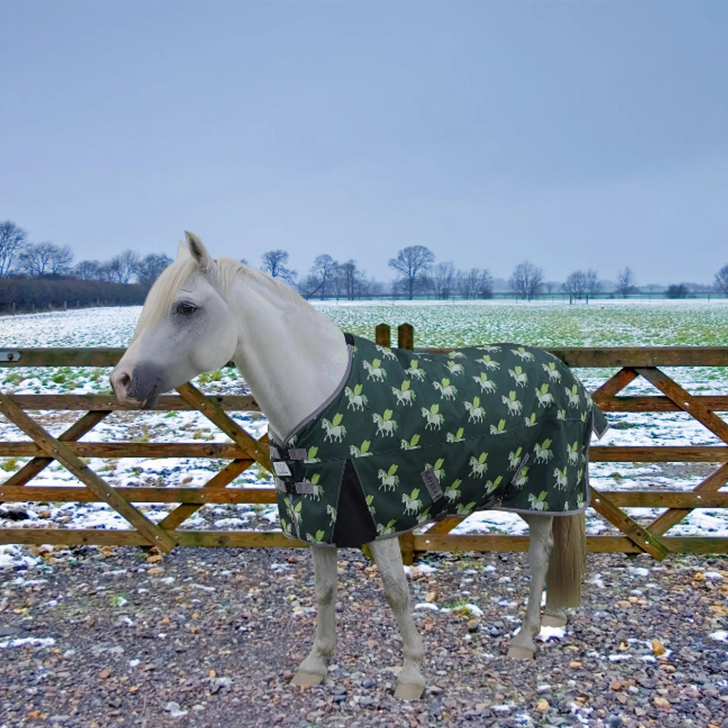 TuffRider 1200D Ripstop 220 GMS Polyfill Pony Horse Print Standard Neck Two Tone Pony Turnout Blanket