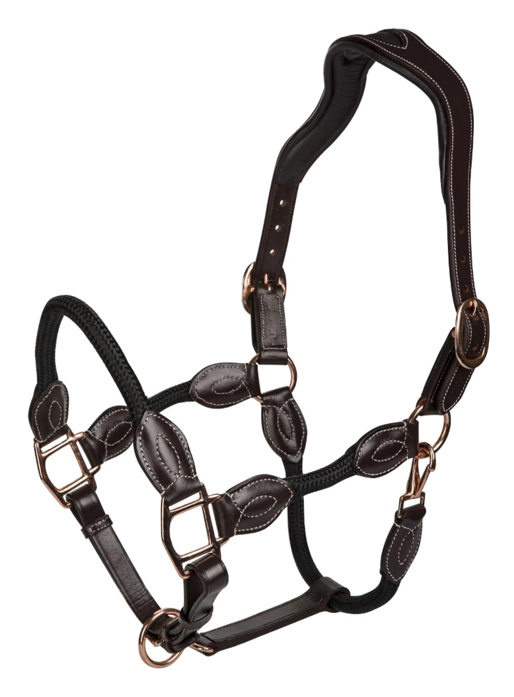 Henri de Rivel Leather Rope Halter - Havana w/ Hunter Rope - Cob