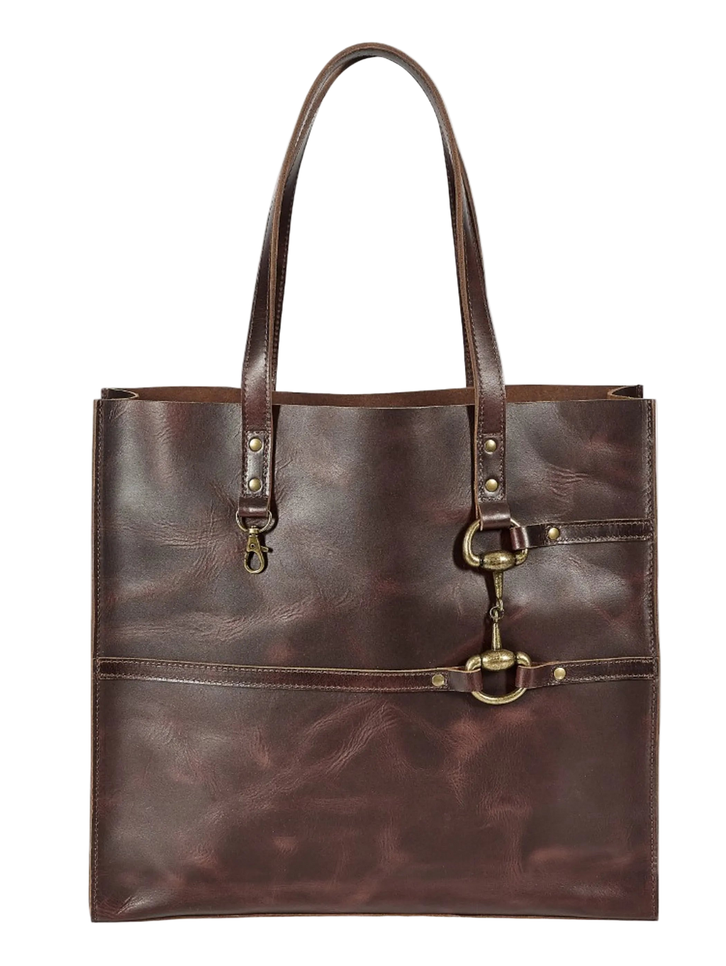 AWST Int'l Snaffle Bit Leather Tote Bag- Black