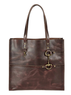 AWST Int'l Snaffle Bit Leather Tote Bag- Black