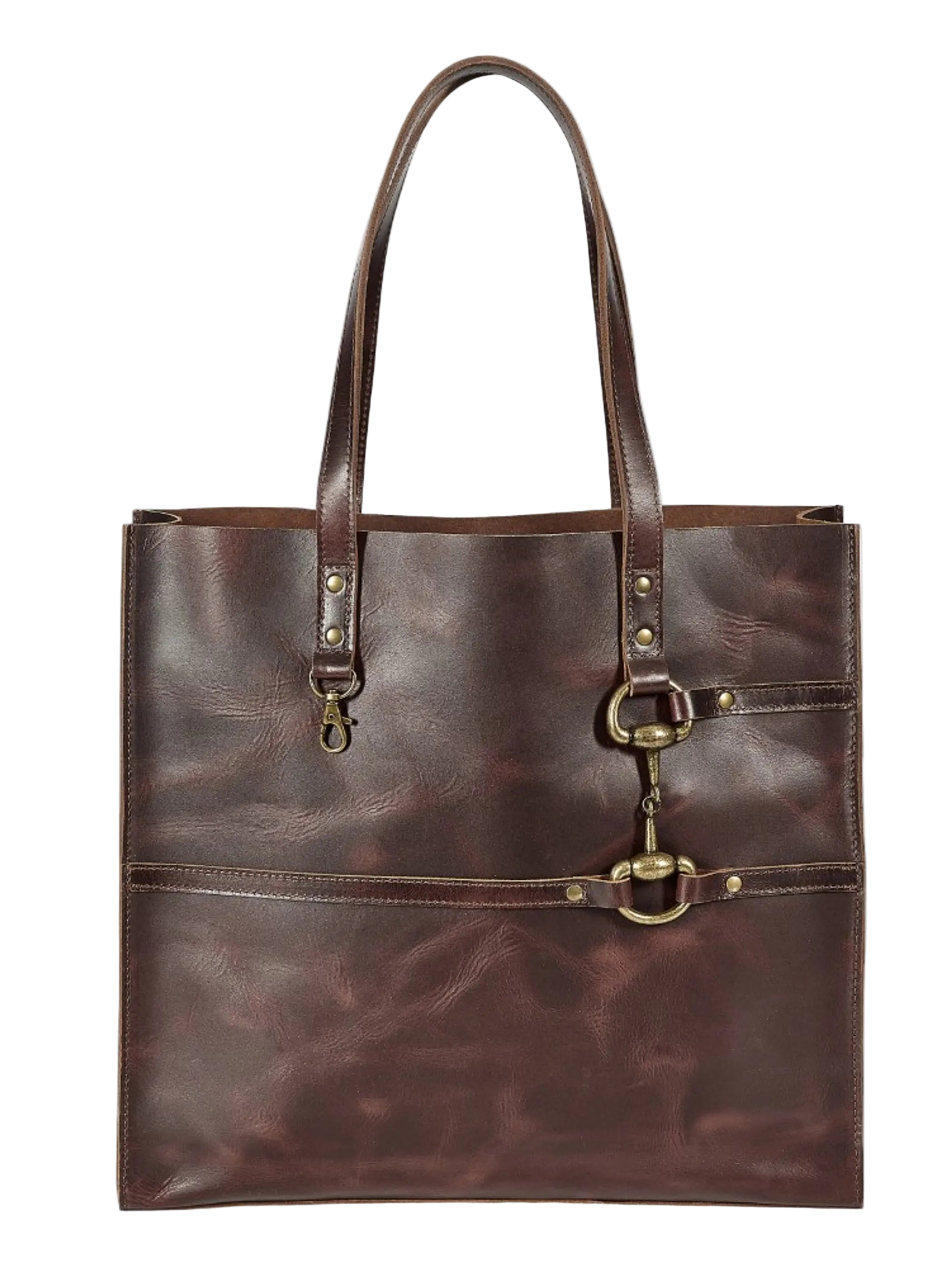 AWST Int'l Snaffle Bit Leather Tote Bag- Black