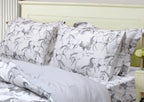 AWST Int'l "Lila" Elegant Horse Sheet Set- White w/ Gray- King