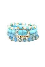 Turquoise and Soapstone Beaded Stretch Bracelet