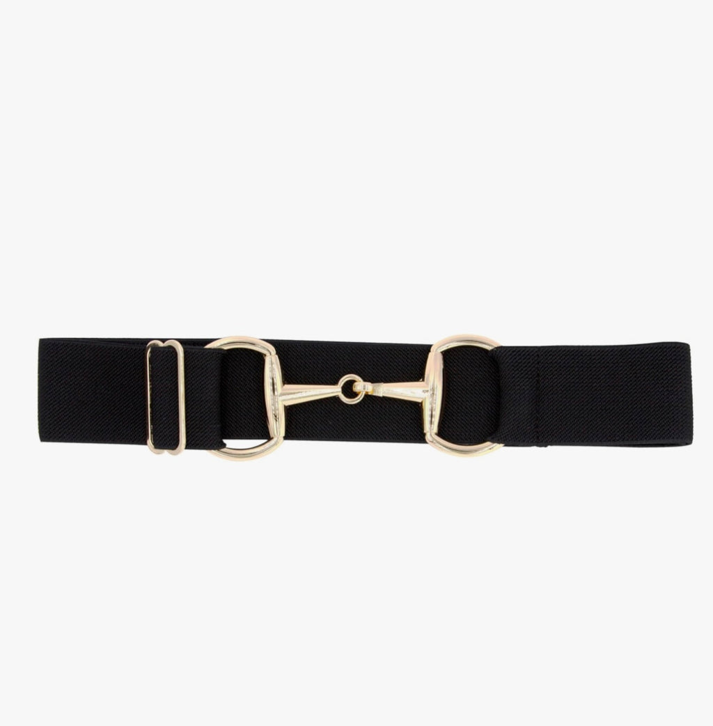 Women's Snaffle Bit Buckle and Elastic Belt. With free key chain