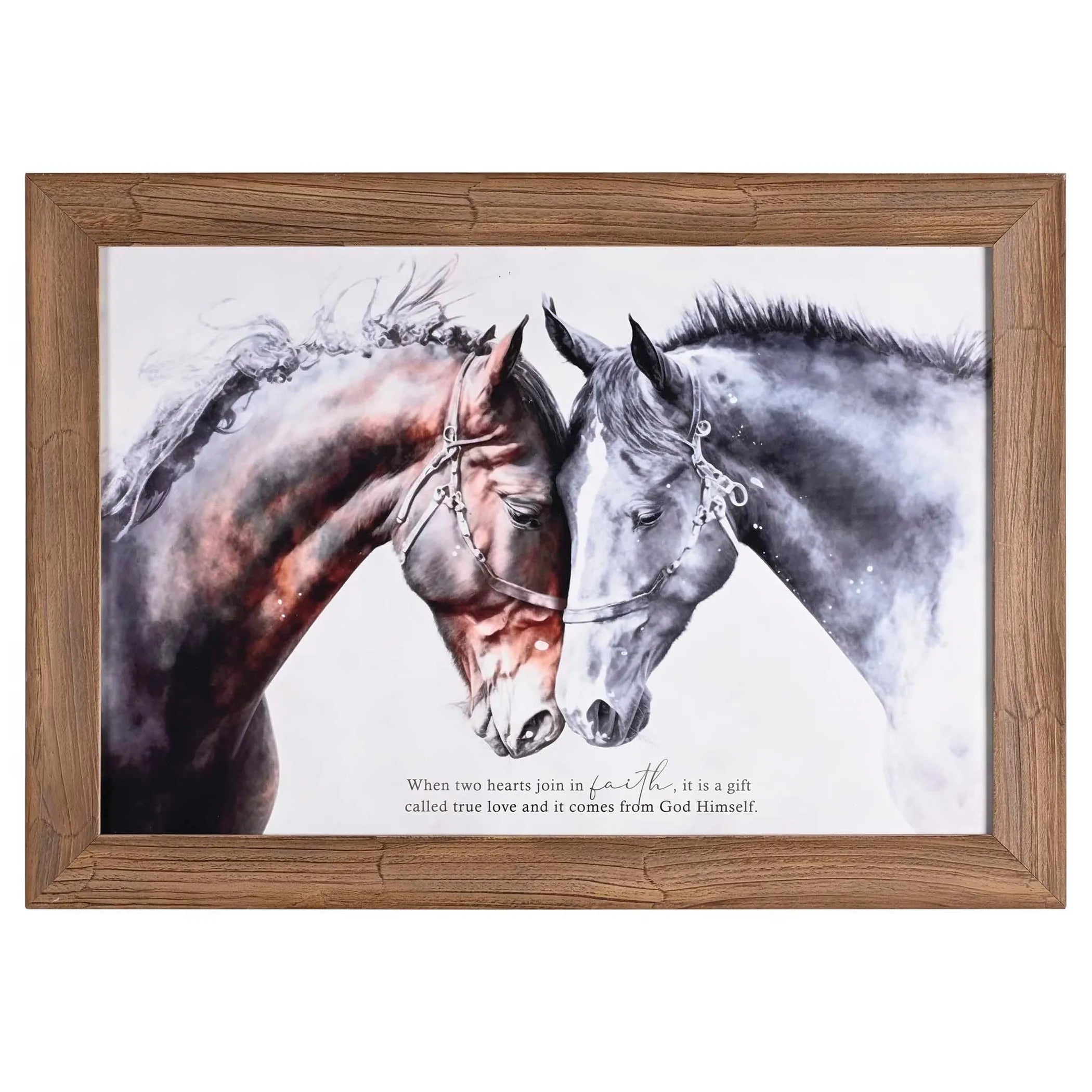 Framed Wall Art Horse Two Hearts Faith