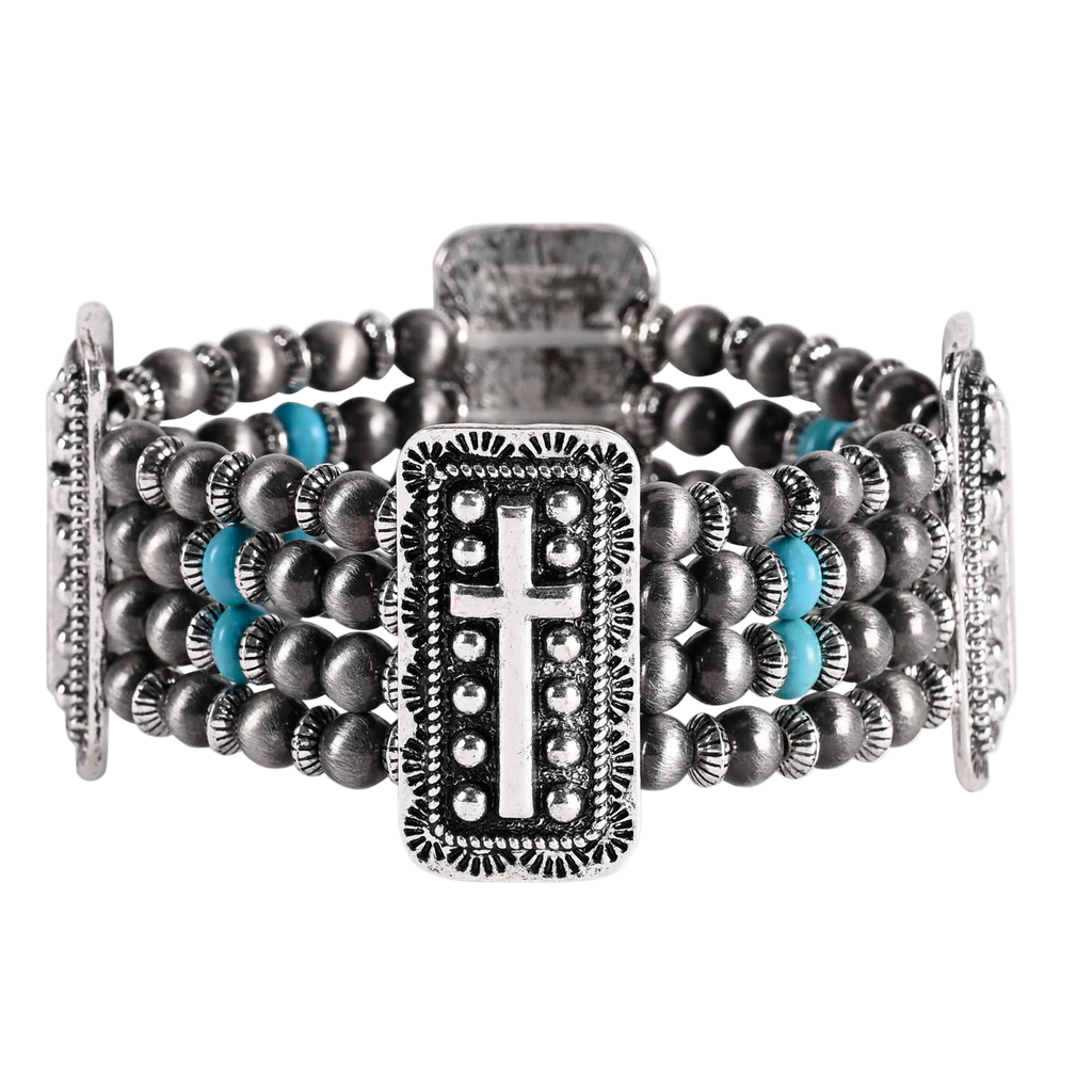 Bracelet Turquoise Multi Strand Cross