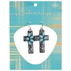 Earrings Turquoise Filigree Crosses