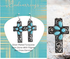 Earrings Turquoise Filigree Crosses