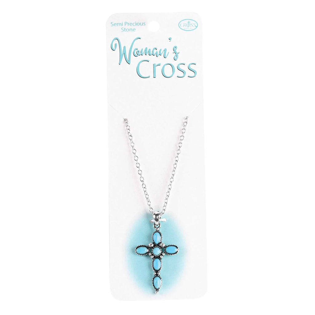 Necklace Turquoise Bead Petal Cross 16L