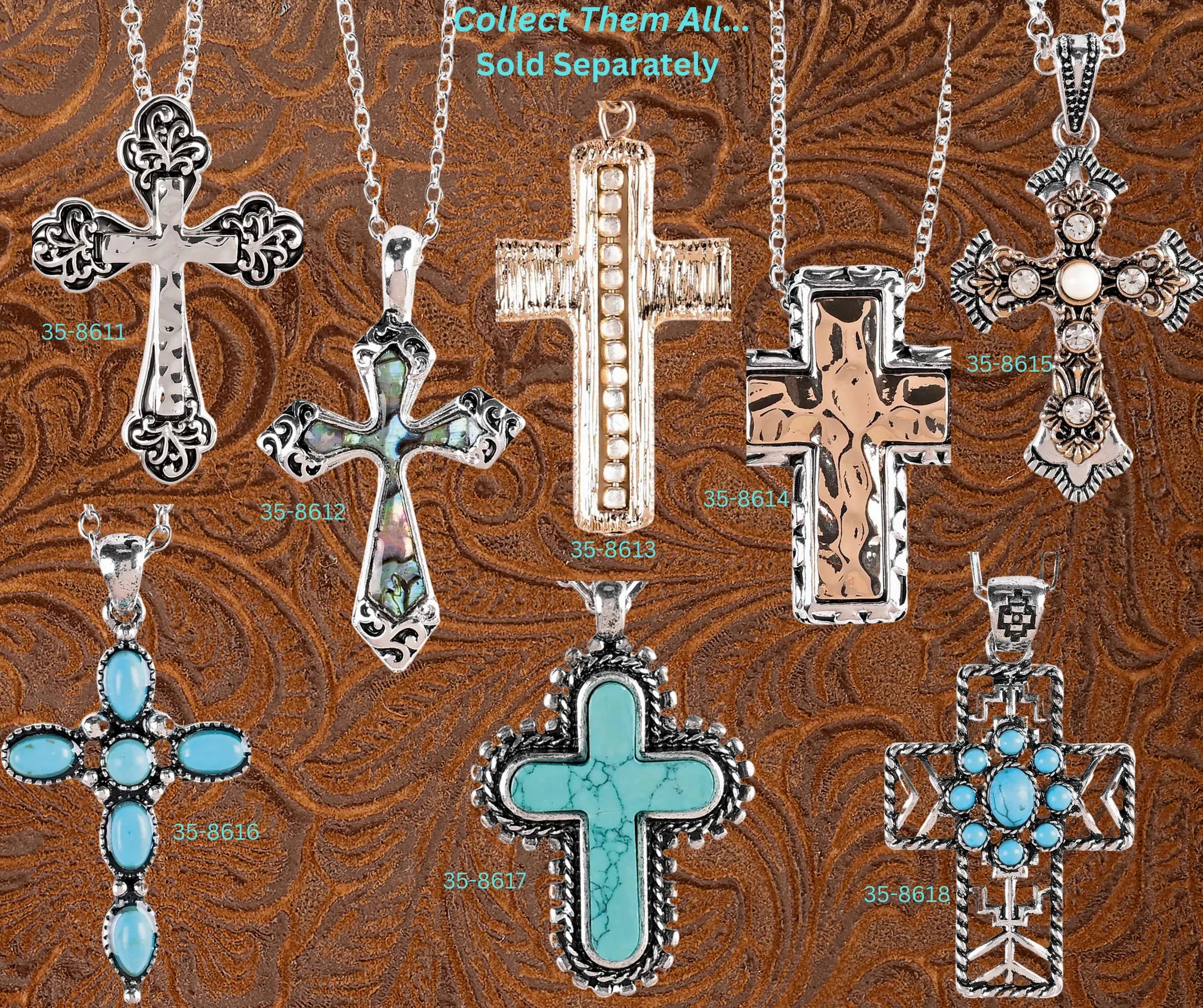 Necklace Turquoise Bead Petal Cross 16L