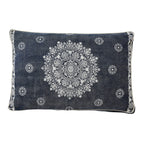24" X 36" Stonewashed Blue Medallion Pillow Style Pet Bed With Removable Cover