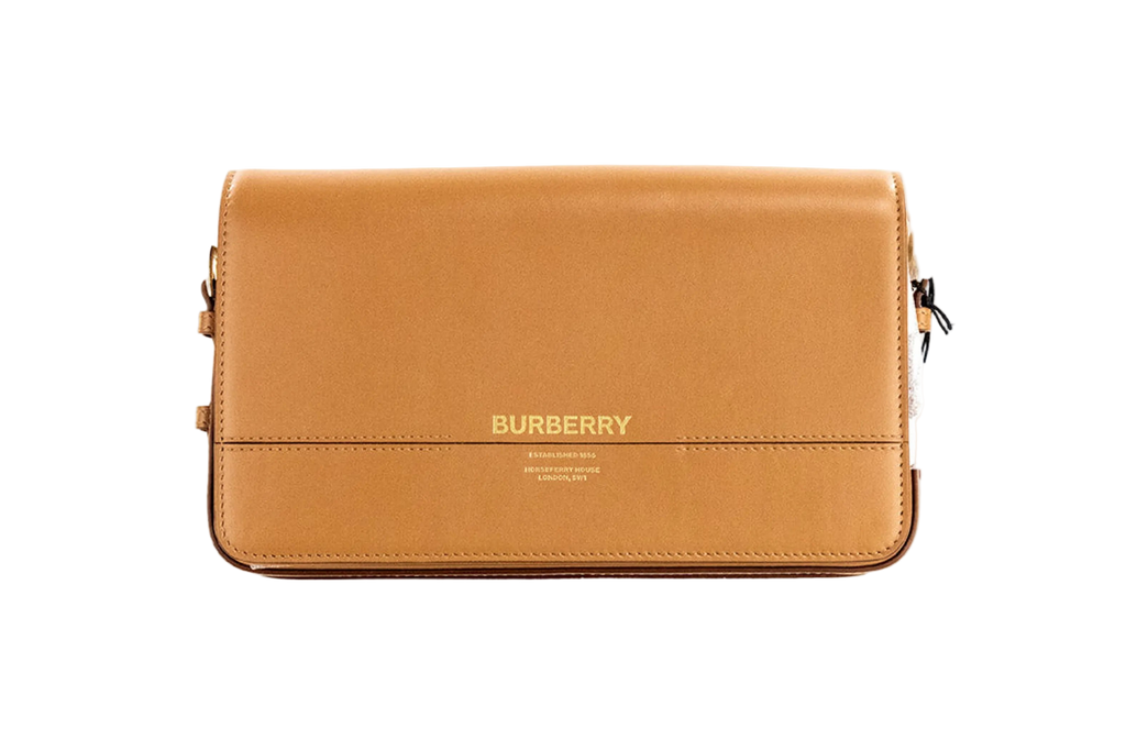 Burberry Grace Small Nutmeg Leather Flap Crossbody Clutch Handbag