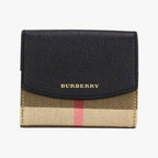 Burberry Luna Black Leather House Check Coin Pouch Wallet