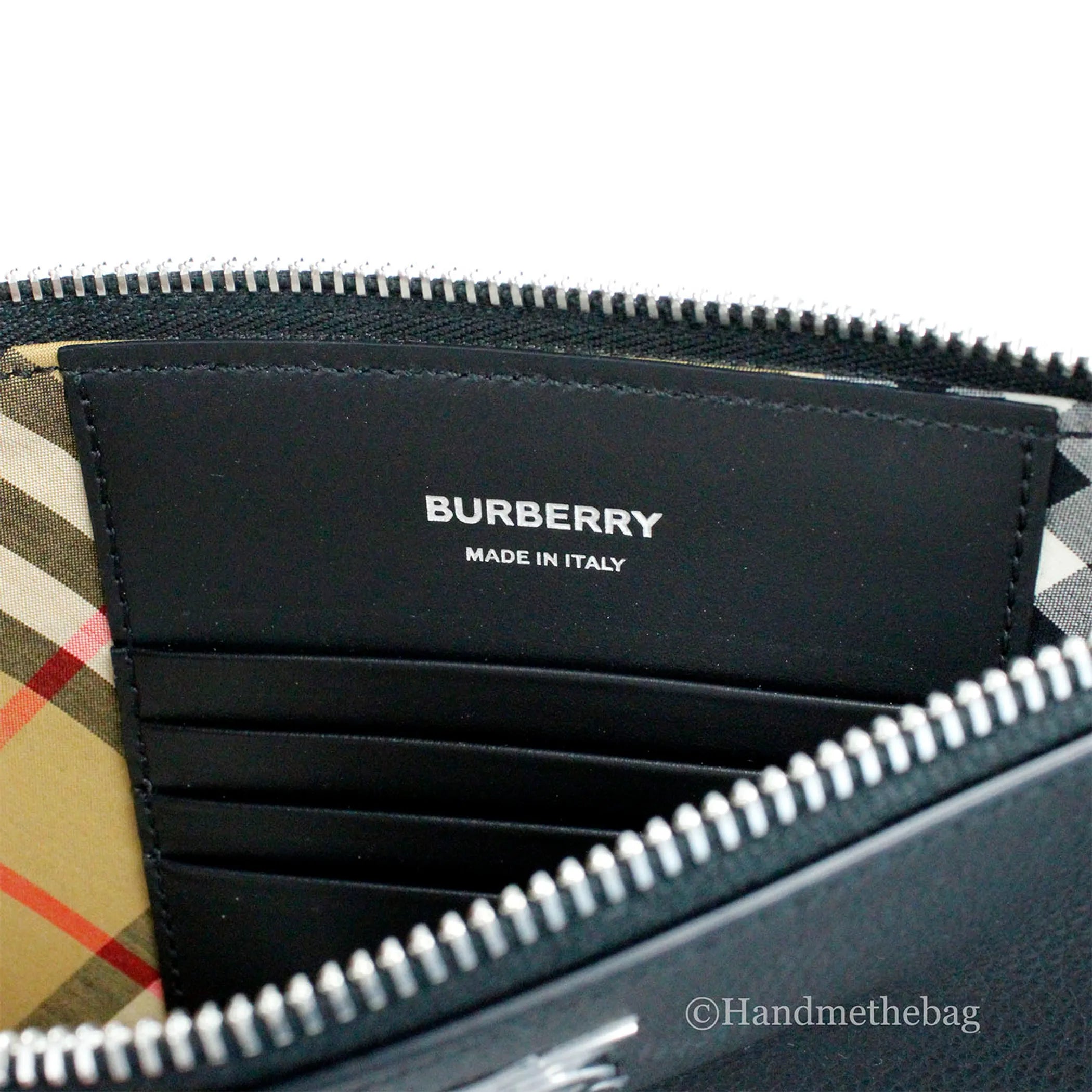 Burberry Peyton Monogram Black Grainy Leather Pouch Crossbody Bag