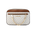 Michael Kors Jet Set EW Vanilla PVC Zip Chain Crossbody