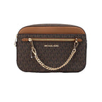 Michael Kors Jet Set EW Brown PVC Zip Chain Crossbody