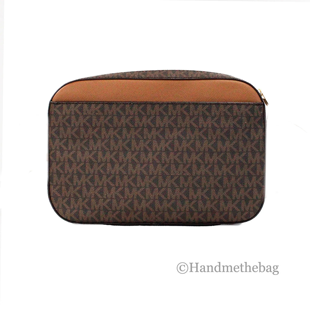 Michael Kors Jet Set EW Brown PVC Zip Chain Crossbody