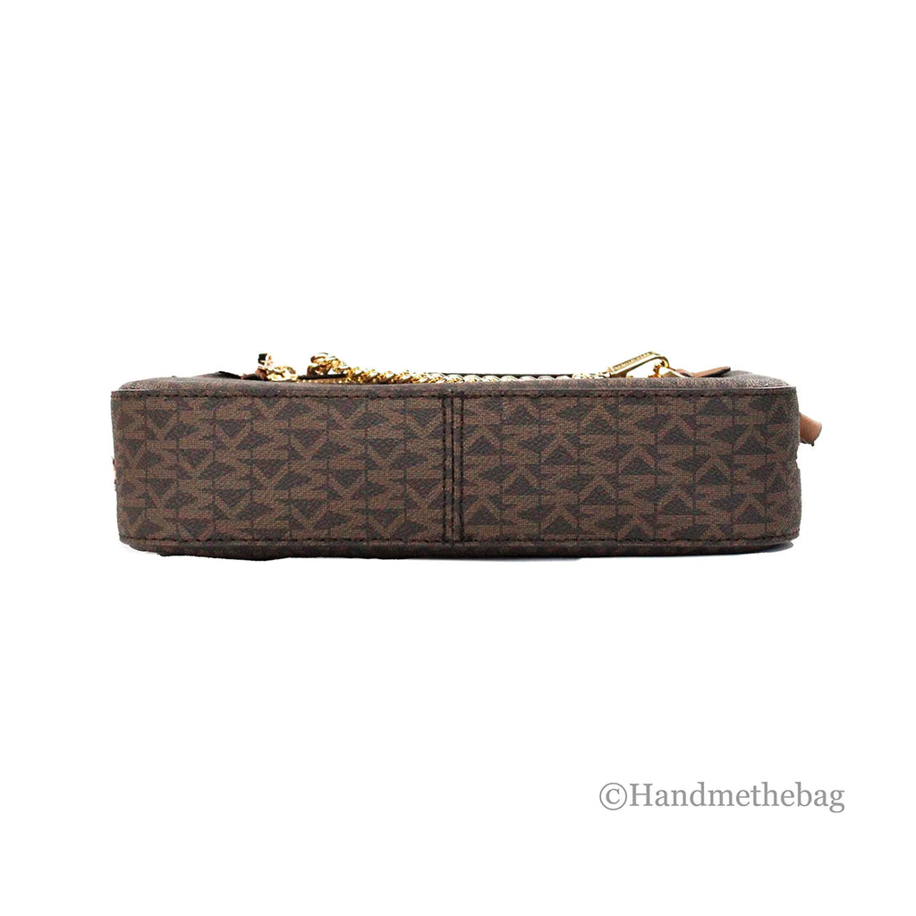 Michael Kors Jet Set EW Brown PVC Zip Chain Crossbody