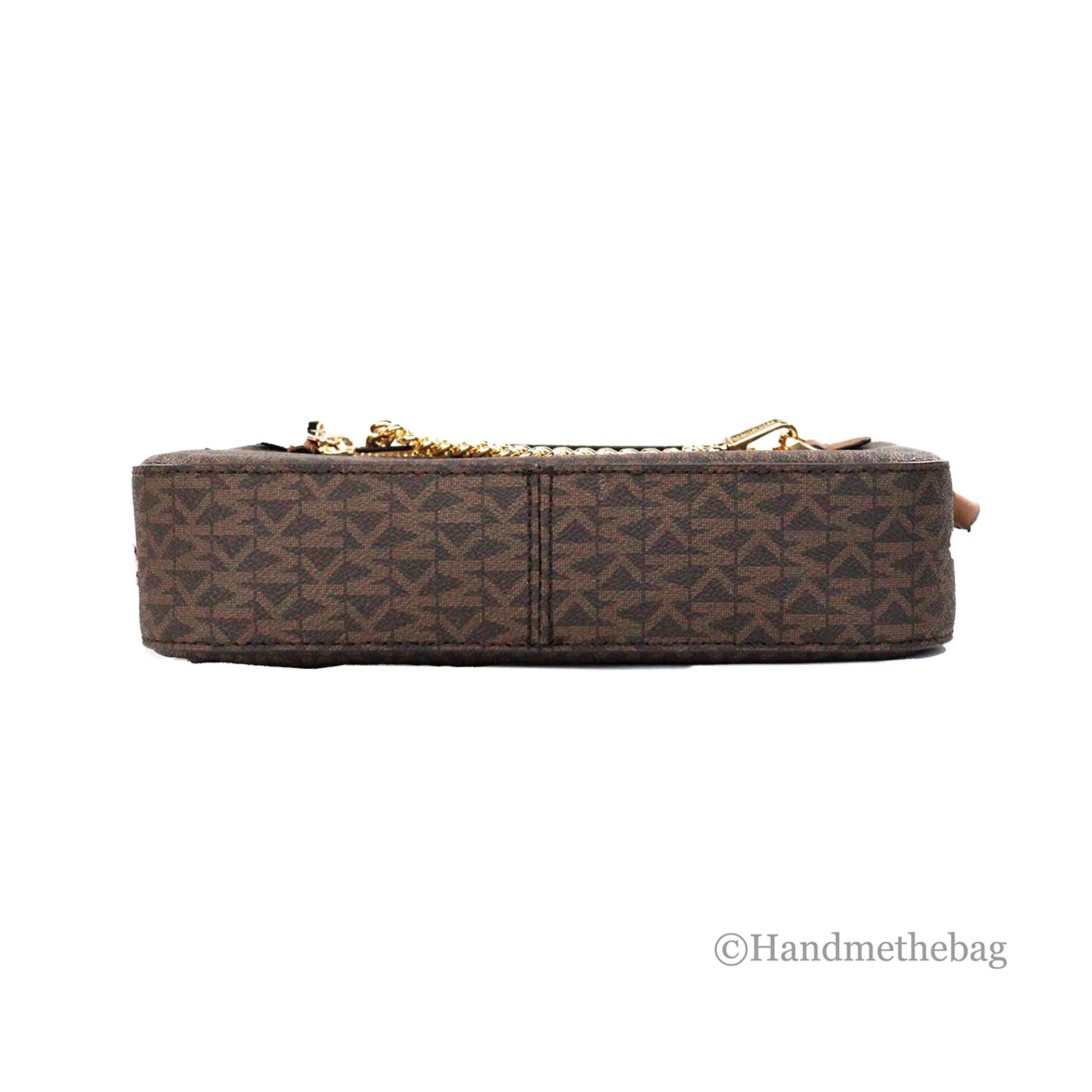 Michael Kors Jet Set EW Brown PVC Zip Chain Crossbody