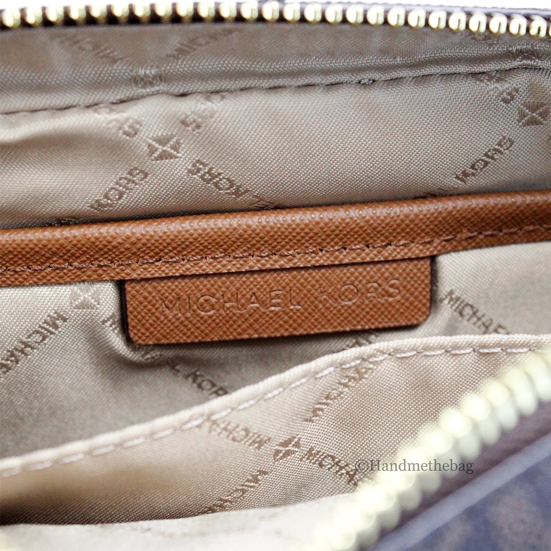 Michael Kors Jet Set EW Brown PVC Zip Chain Crossbody