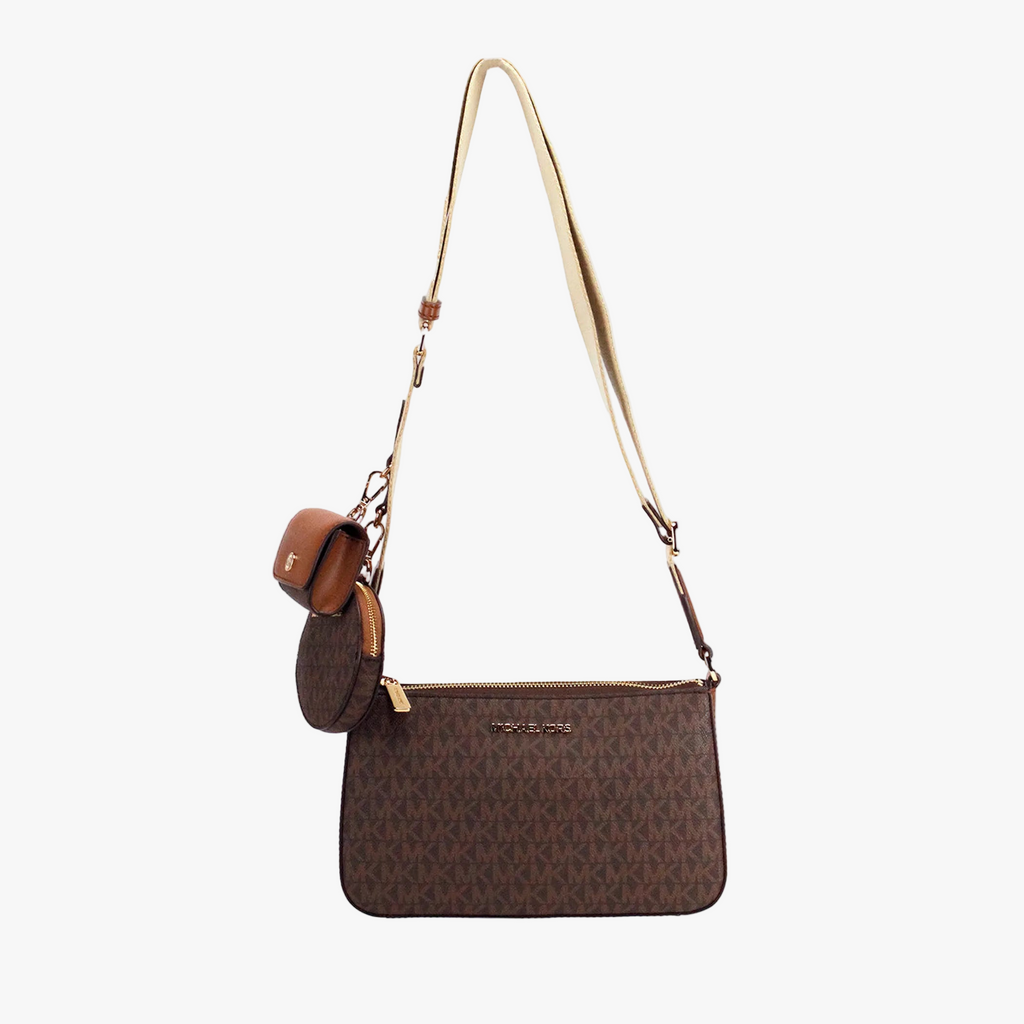 Michael Kors Jet Set Brown PVC Tech Crossbody Bag