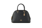 Coach (2553) Katy Medium Black Crossgrain Leather Satchel Dome Handbag
