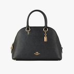 Coach (2553) Katy Medium Black Crossgrain Leather Satchel Dome Handbag