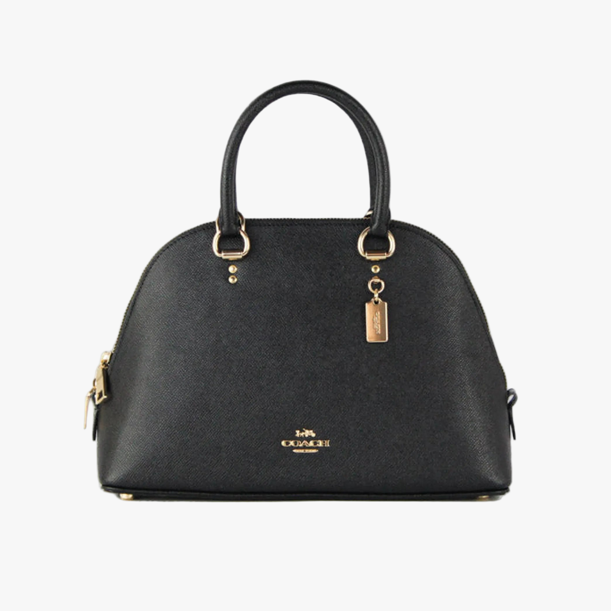 Coach (2553) Katy Medium Black Crossgrain Leather Satchel Dome Handbag