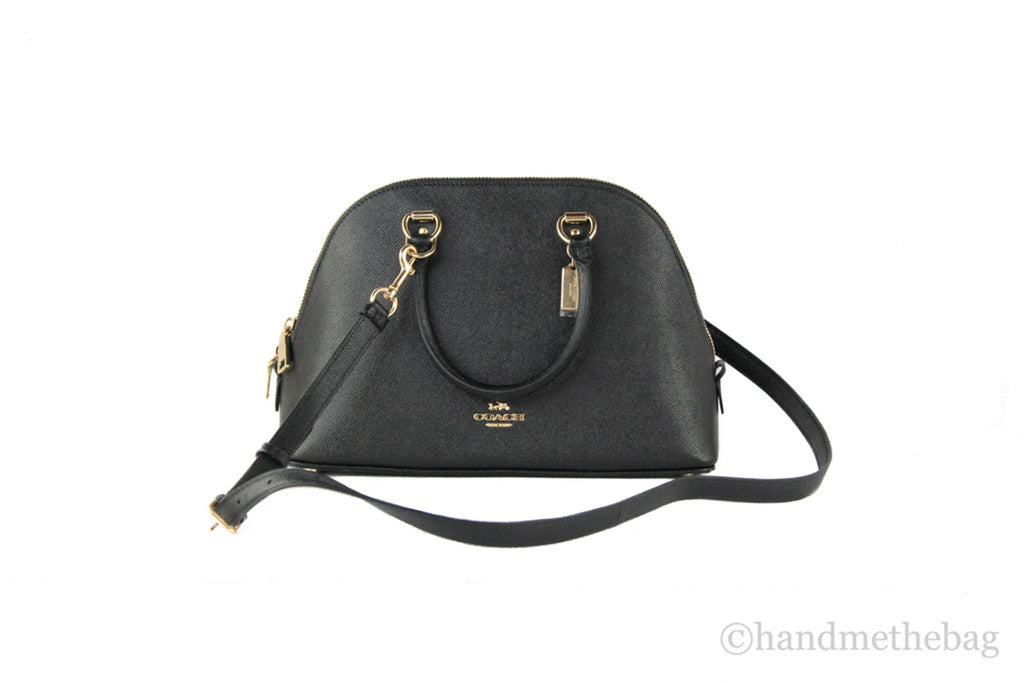 Coach (2553) Katy Medium Black Crossgrain Leather Satchel Dome Handbag