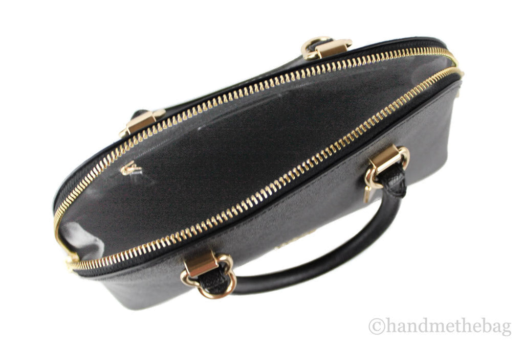 Coach (2553) Katy Medium Black Crossgrain Leather Satchel Dome Handbag