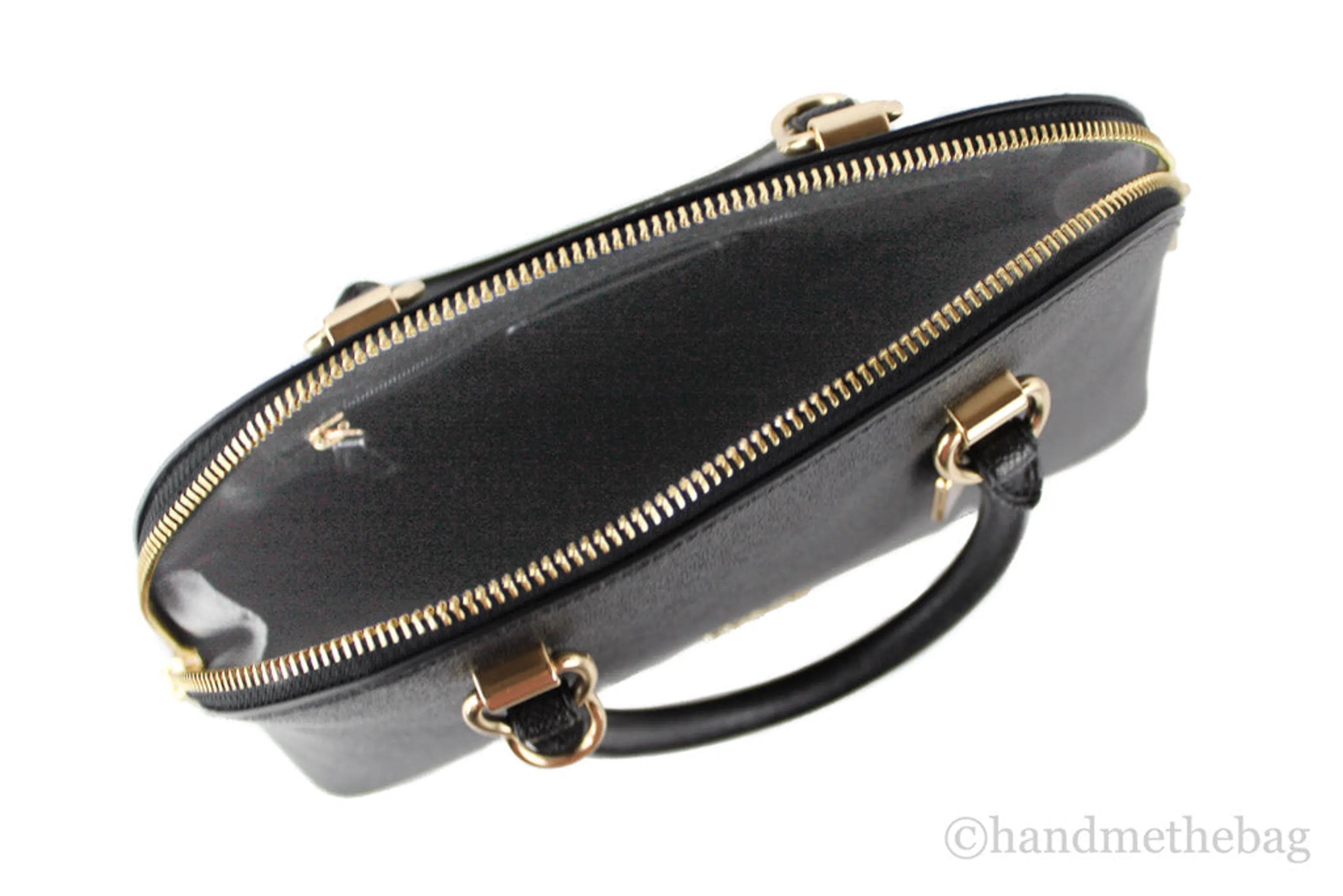 Coach (2553) Katy Medium Black Crossgrain Leather Satchel Dome Handbag