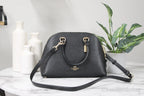 Coach (2553) Katy Medium Black Crossgrain Leather Satchel Dome Handbag