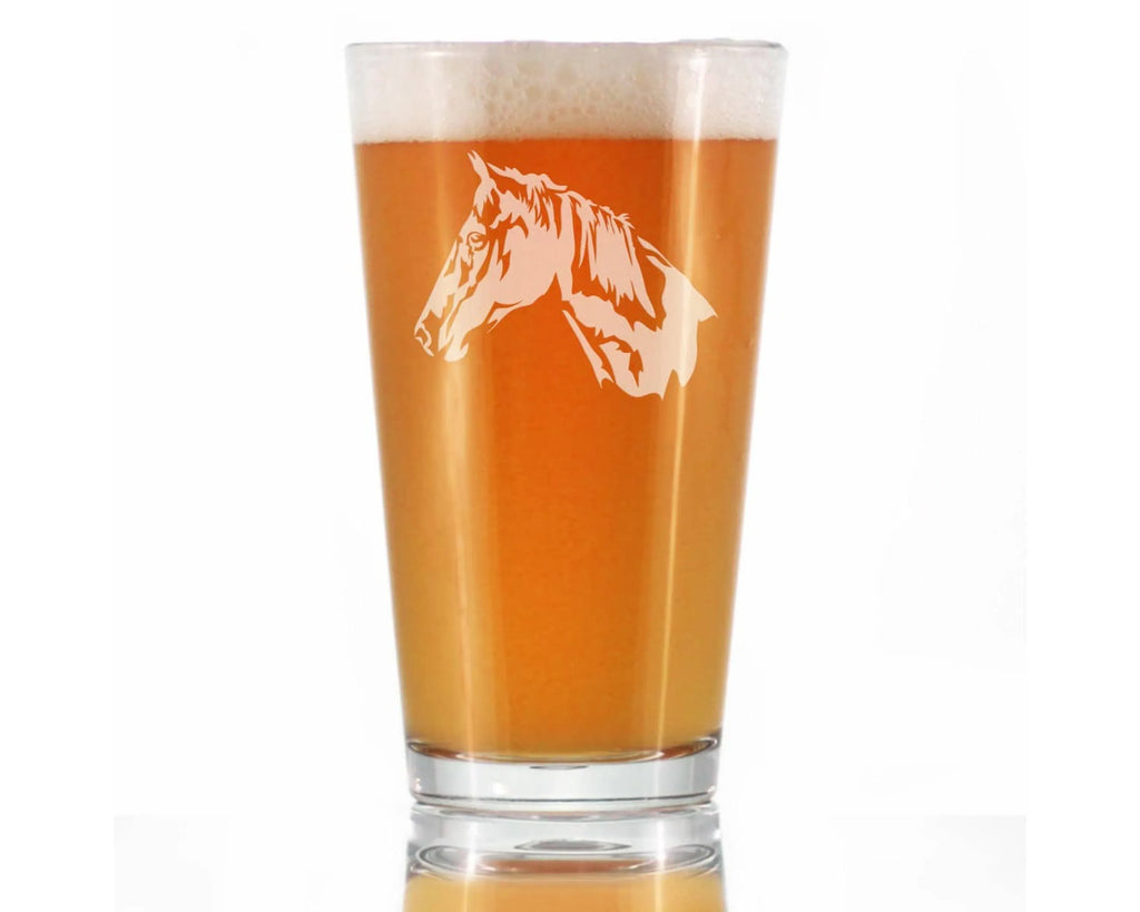 Horse Face Pint Glass for Beer - Equestrian Gifts and Decor