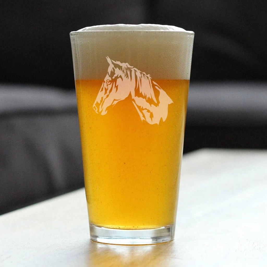 Horse Face Pint Glass for Beer - Equestrian Gifts and Decor